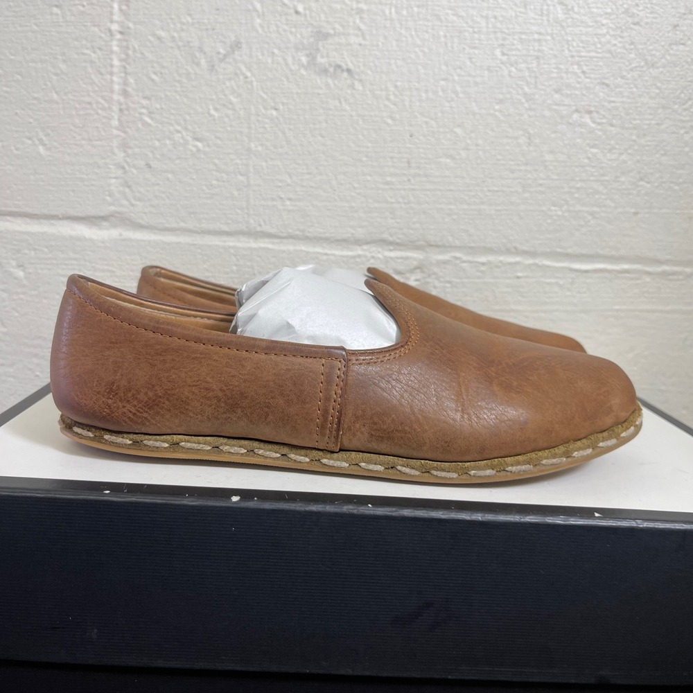 Sabah Brown Leather Loafers Slip On Handcrafted In Turkey Women's 40 EU/9 US